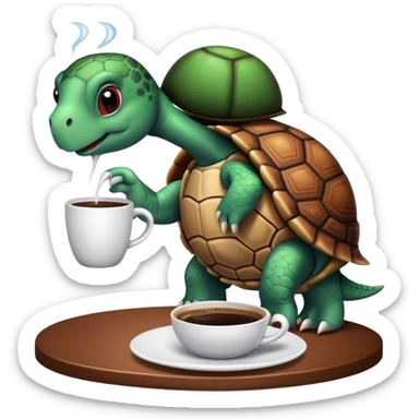 A turtle drinking coffee sticker