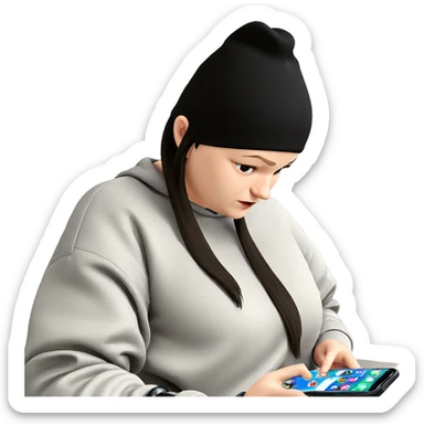 girl with phone in hat sticker