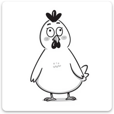 A goofy chicken with big eyes and a surprised expression sticker