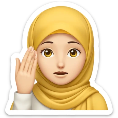 yellow emoji face with a hijab, facepalming gesture sticker