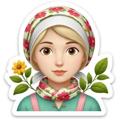 Russian gardener woman  sticker