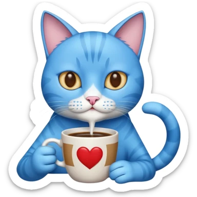 blue cat with coffee sticker