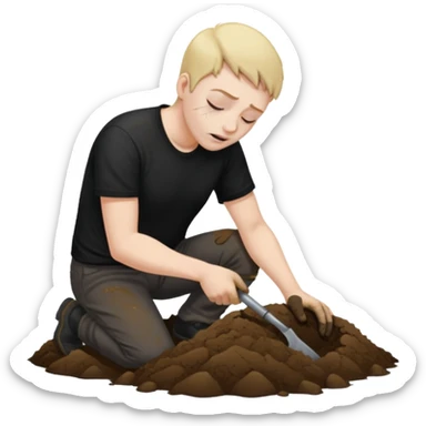 A person digging a grave sticker