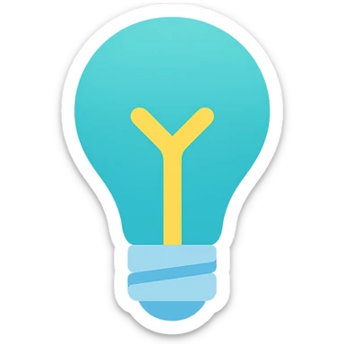 Light bulb icon,  flat emoji style, outline with blue and turquoise colors sticker