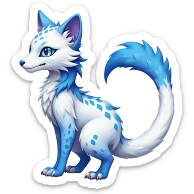 Kawaii dark vibrant edgy fantasy ethereal feline-vernid-sergal-fursona animal creature with a tufted tail full body sticker