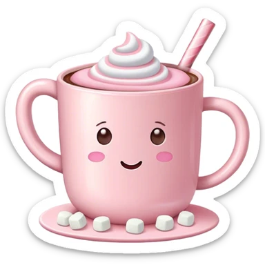 Pastel Pink hot chocolate with marshmallows  sticker