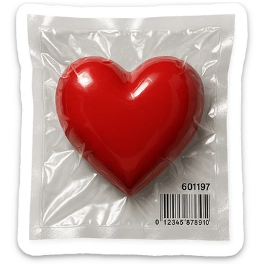 heart, glossy and puffy, vacuum-sealed style sticker