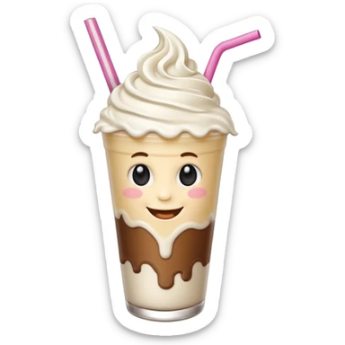 milkshake with a face and hair sticker