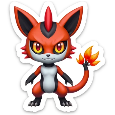 Colorful Shiny Cool Badass Spicy Evil Spooky Meloetta-Litten-Guilmon-Darkrai-Pokémon-Fakémon-fusion-hybrid-creature sticker