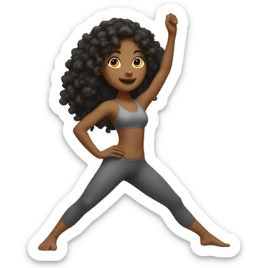 Tan girl curly black hair standing strait on one leg yoga pose sticker