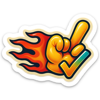 horizontal flaming fist "check", emoji sticker