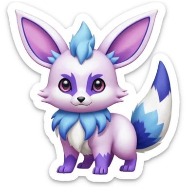 Frosty Albino Shiny White with Violet and Indigo and pink markings Eevee-Liepard-Zangoose-Pokémon-Digimon-Fakémon-fusion-hybrid-creature sticker