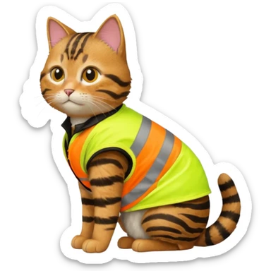 tabby cat in hi-vis clothing facing right sticker