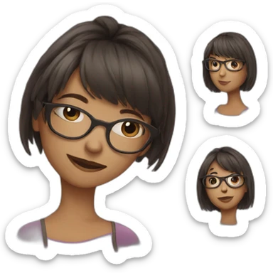 girl,wearing glasses,bangs sticker