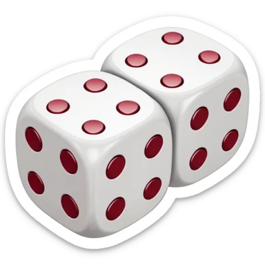 two dices in with burgundy heart details sticker