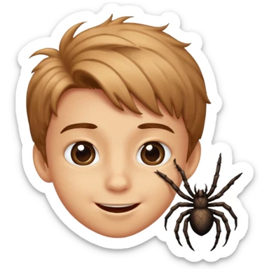 A boy's face with the features of a spider blowing a kiss sticker