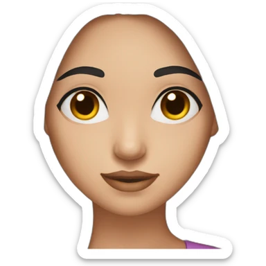 Women with long dark brown hair and long eyelashes dark brown eyes and dark brown eyebrows sticker