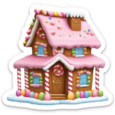 Pink gingerbread house sticker