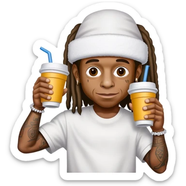 lil wayne holding a double cup with styrofoam cups stacked together sticker