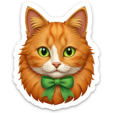 cat with green ribbon on ear sticker
