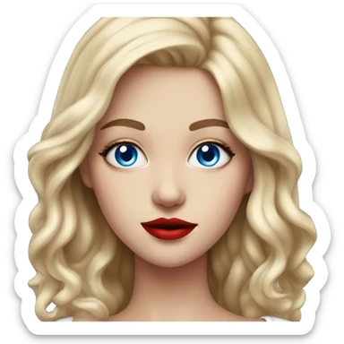 Realistic girl, blue eyes, red lipstick and fantastic  sticker