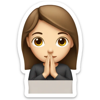 White girl brown hair praying sticker