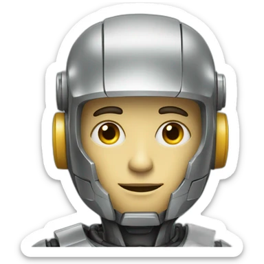 male robot coder sticker