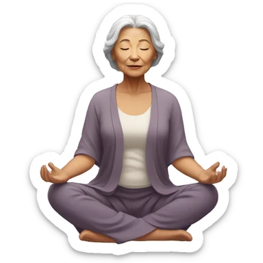 meditating elder lady sticker