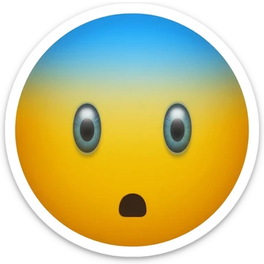 Yellow circle with blurred blue top looking horrified of one pupil being small and one kinda big sticker