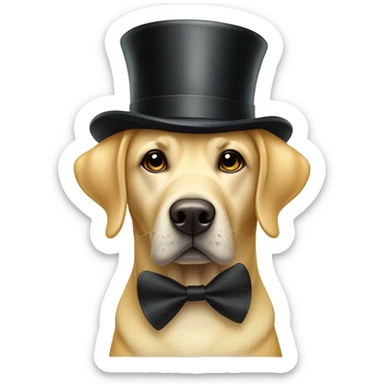 Yellow lab wearing a top hat and a monocle sticker