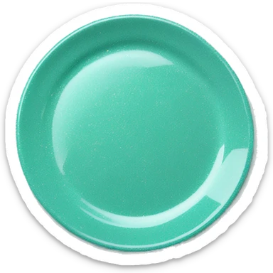 Realistic small tiffany blue glitter dinner plate laying down flat. sticker