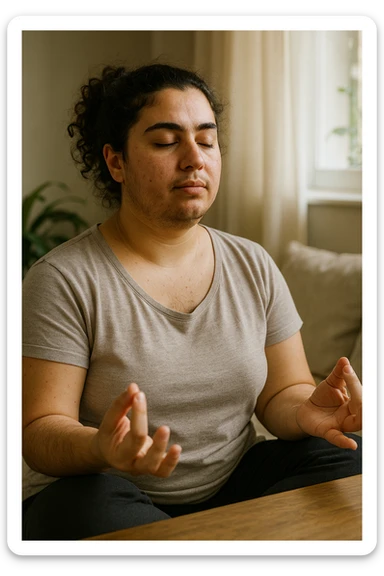 Donna con pcos che abbassa il suo cortisolo immagine realistiche in italiano sticker