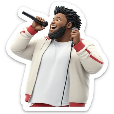 smiling man with microphone sticker