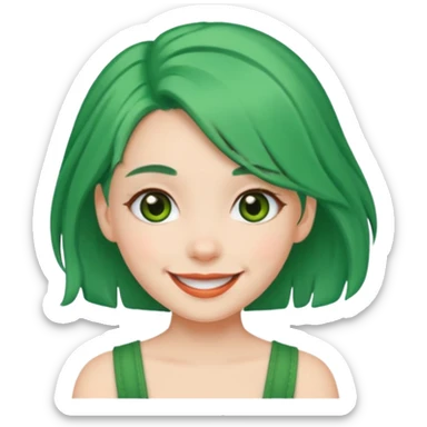 girl with green hair clip sticker