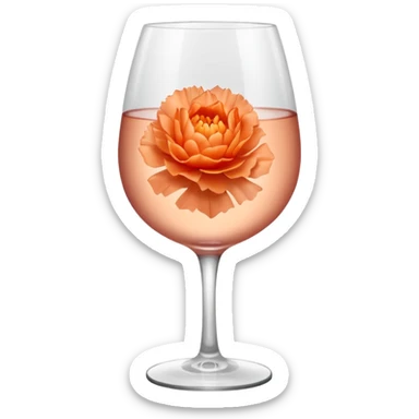 Iced rosè wine with an orange carnation pedal  sticker