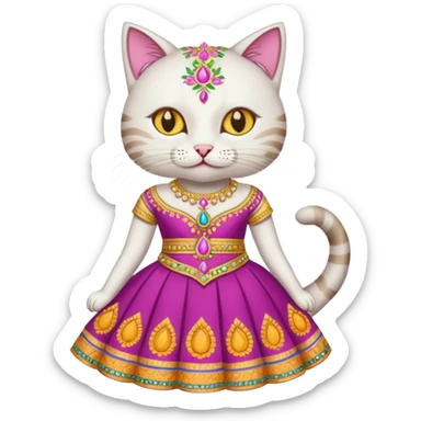 Cat wearing lehnga sticker