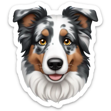 Blue merle border collie dog with black freckles sticker