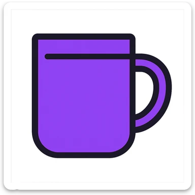 Edit the coffee mug to have a deep violet purple shade, keeping the original icon color outlined style with black outlines and no background. sticker