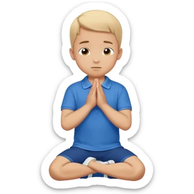 In Niño arrodillado orando con polo azul sticker
