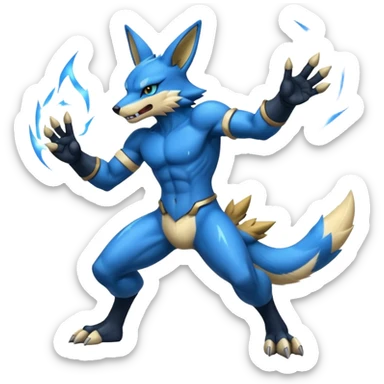 Lucario-Zeraora-Fakémon-hybrid-creature (full body)  sticker