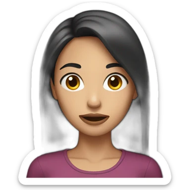 Woman with dark hair hungry sticker