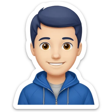 college boy with college blue jacket sticker