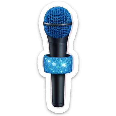 a pink and blue handheld microphone with glitter sticker