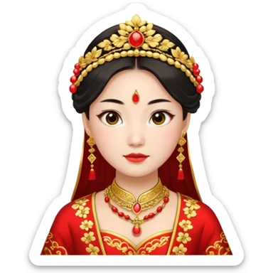 Chinese bride getup, heavy jewelary, traditional. sticker