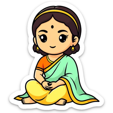 Lady sita dark hair, big eyes and Dark eyes sticker