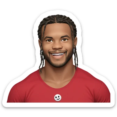 smiling boy in red shirt sticker