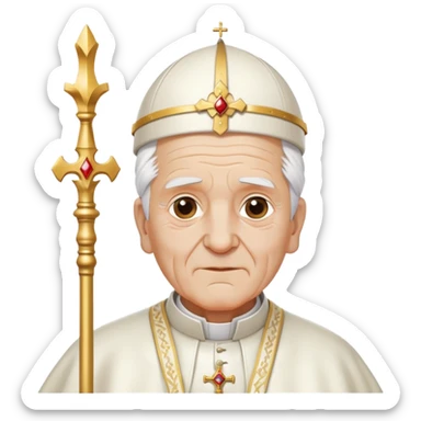 Elderly pope with ceremonial staff sticker
