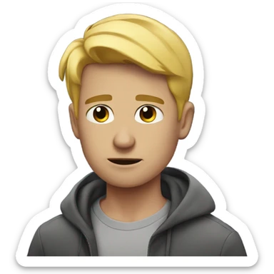 Blonde man sad on New Year’s Day with fireworks sticker