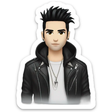 Bill Kaulitz black hair down with blonde highlights emo sticker