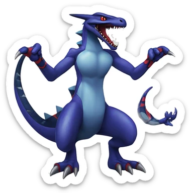 Cool Edgy Seviper-Garchomp-Gabite Fakémon Digimon with Edgy markings, full body, outlined sticker